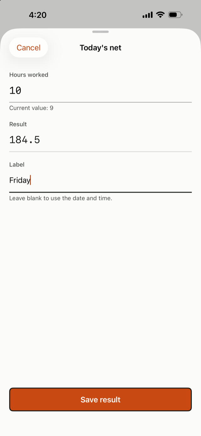 The Run sheet asking for a number